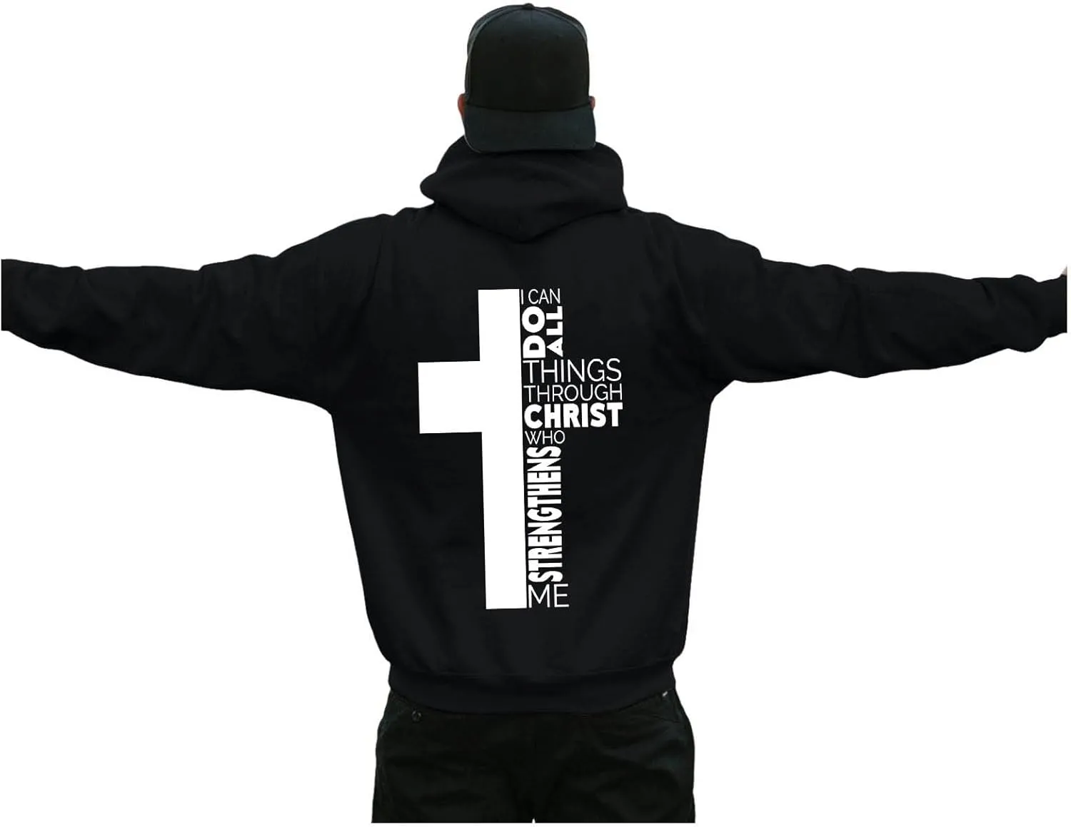 Christian Hoodies for Men Cross Graphic Long Sleeve Pullovers Hoodie Oversized Comfort Fleece Shirts with Pockets
