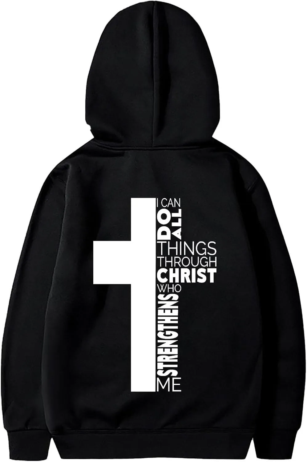 Christian Hoodies for Men Cross Graphic Long Sleeve Pullovers Hoodie Oversized Comfort Fleece Shirts with Pockets