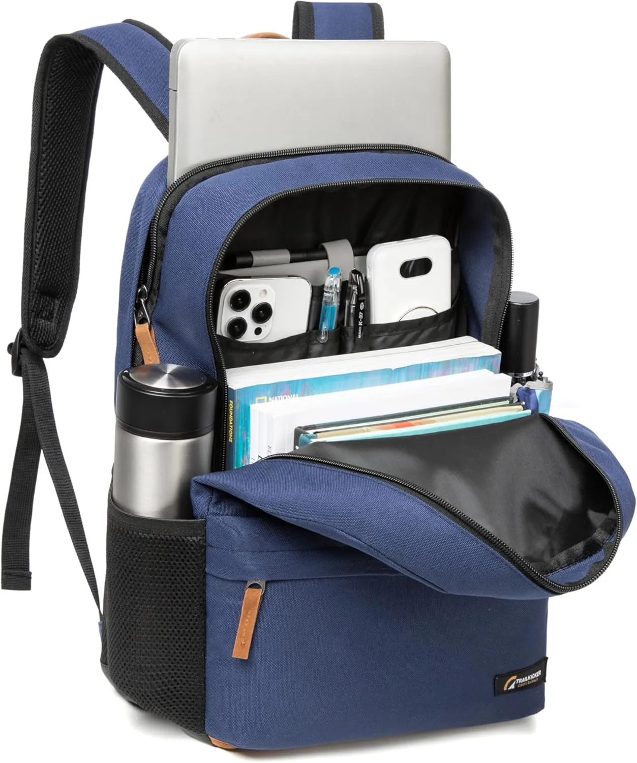 Classic Laptop Backpack with Padded 17 inch Laptop Sleeve, Multi Pocket Backpack, Casual Daypack Backpacks (Navy)