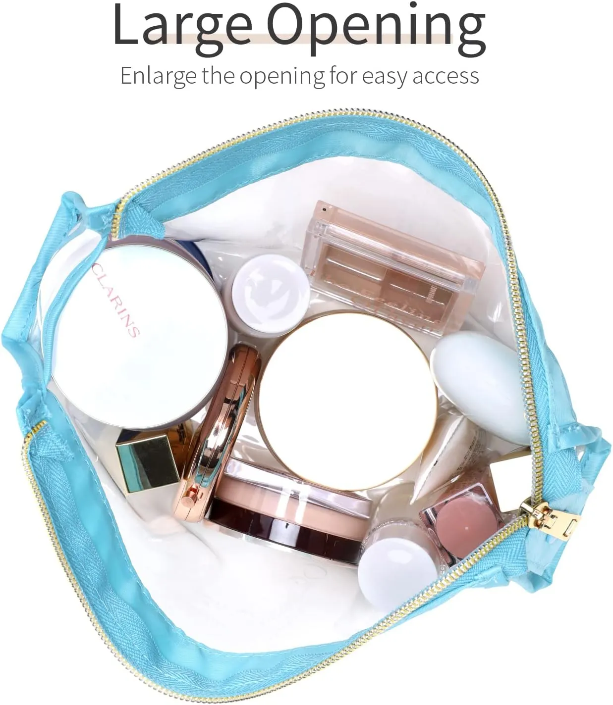 Clear Toiletry Bags, Perfect Size Clear Pouches with Zipper for Traveling, Sturdy Clear Makeup Bags for Home Storage Organizing, Vacation, Travel accessories (3 Pack)