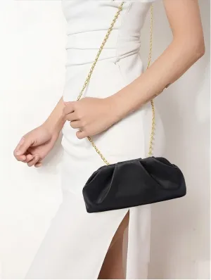 Clutch for Women, Vegan Leather Evening Purse, Soft Pleated PU Clutch Bag for Proms Parties