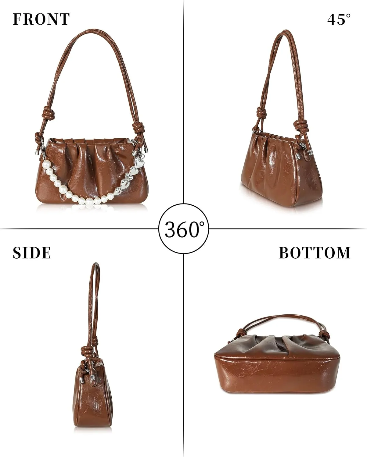 Clutch Purse for Women - Evening Small Shoulder Bag Anti Theft Removable Chain Adjustable Strap PU Handbag