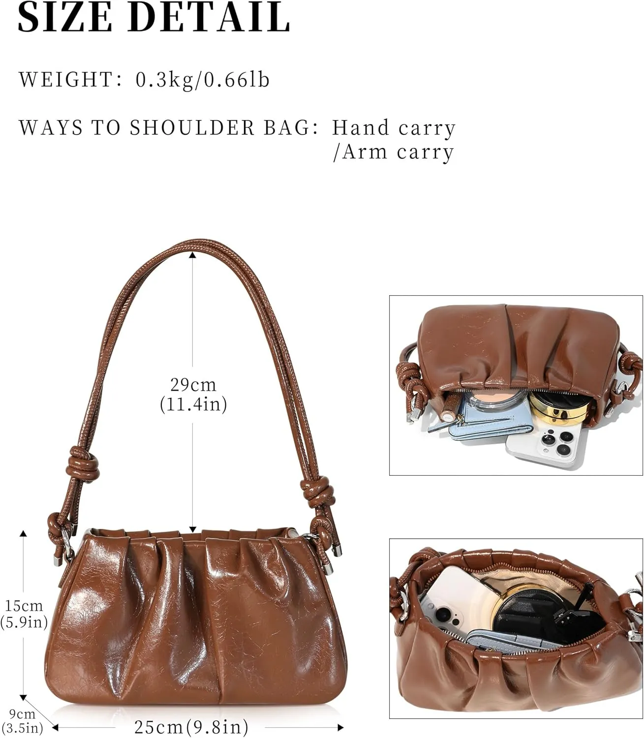 Clutch Purse for Women - Evening Small Shoulder Bag Anti Theft Removable Chain Adjustable Strap PU Handbag