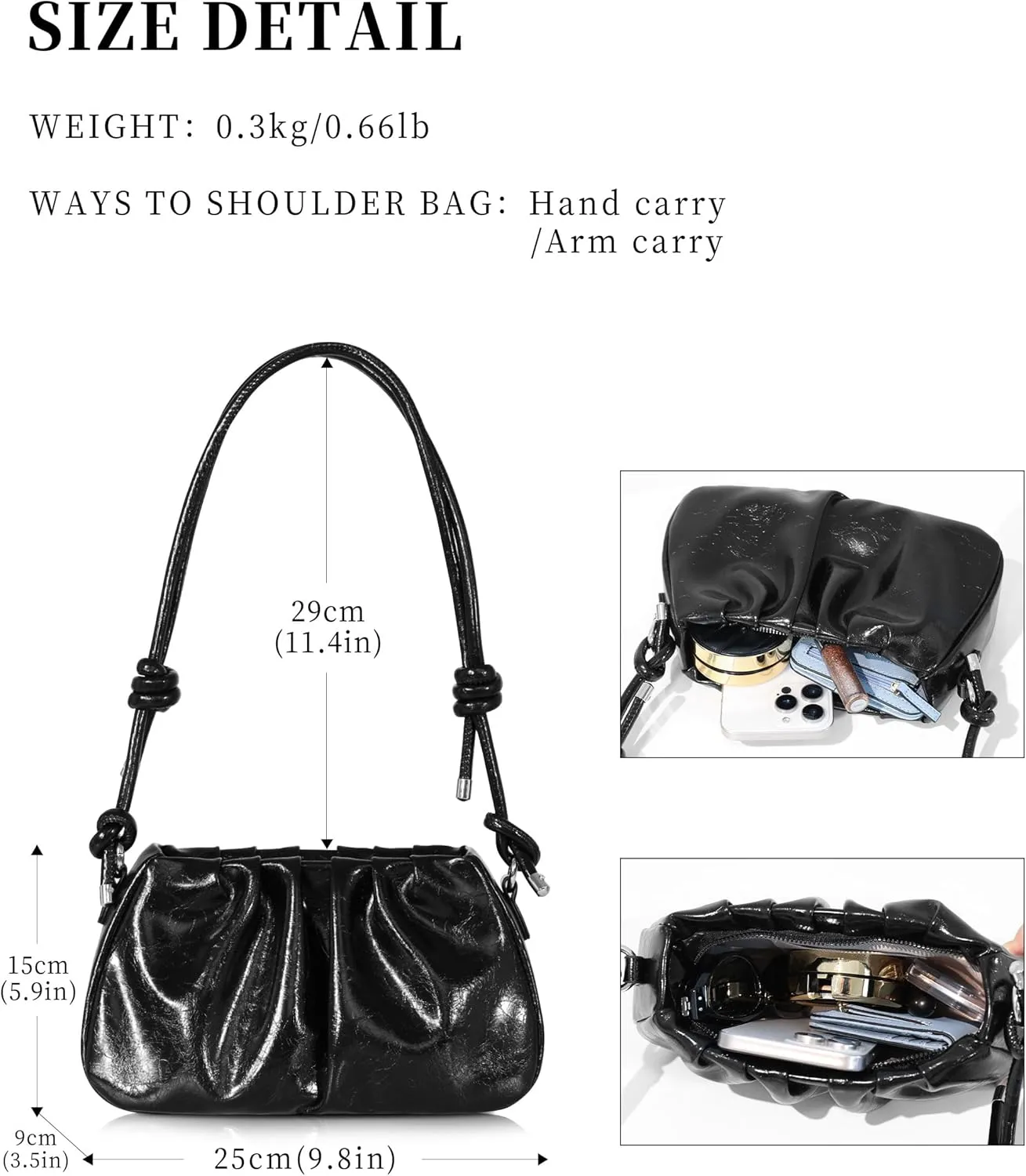 Clutch Purse for Women - Evening Small Shoulder Bag Anti Theft Removable Chain Adjustable Strap PU Handbag