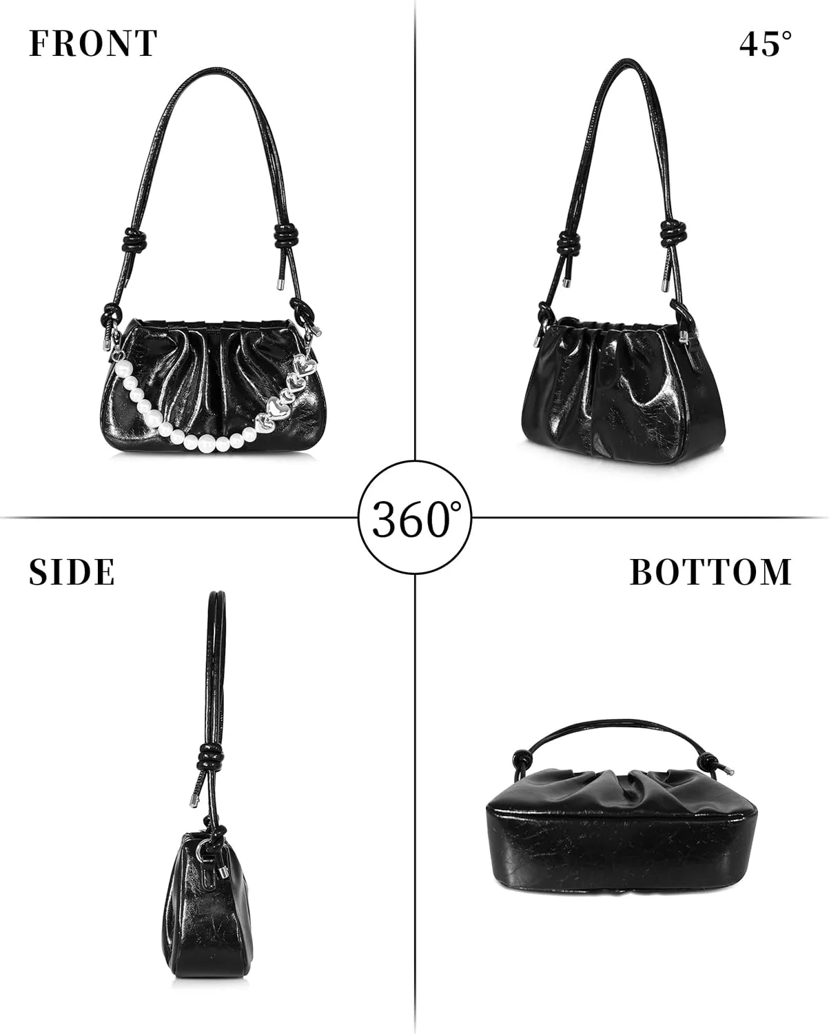 Clutch Purse for Women - Evening Small Shoulder Bag Anti Theft Removable Chain Adjustable Strap PU Handbag