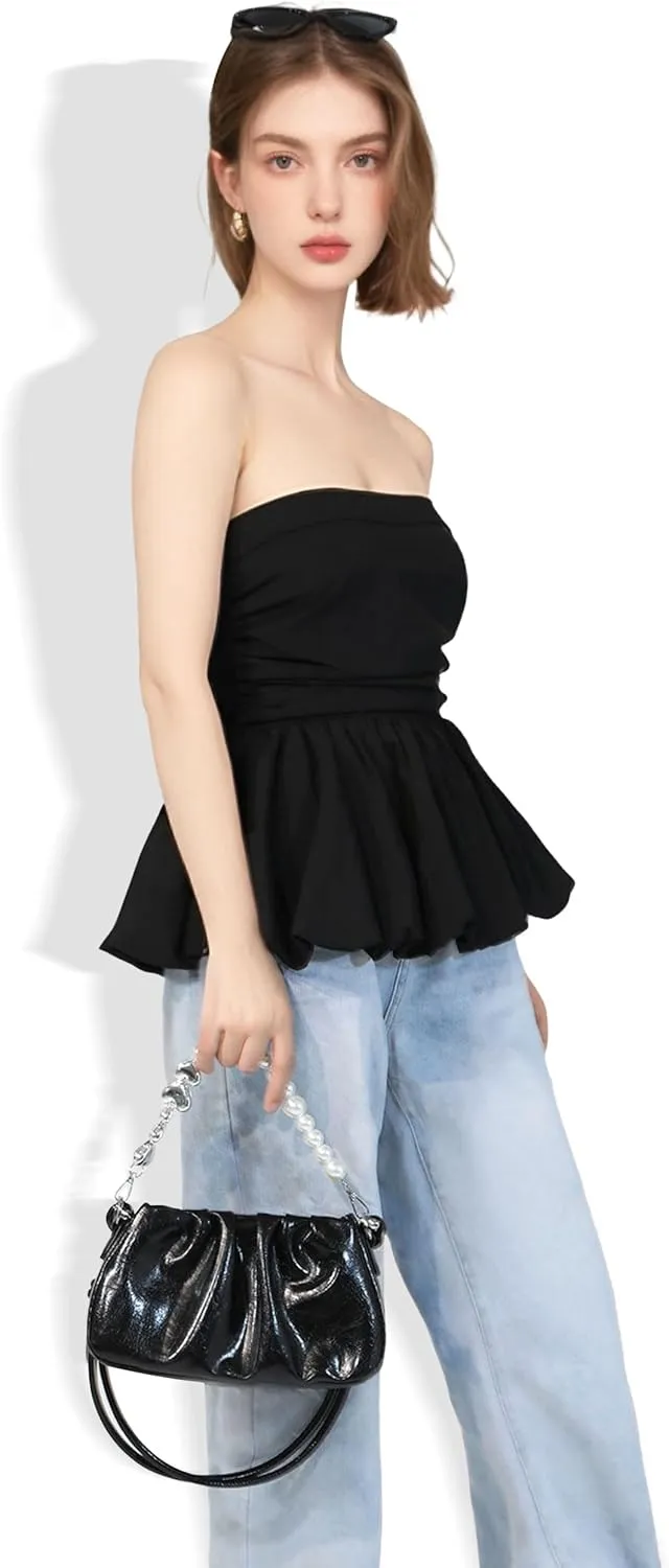 Clutch Purse for Women - Evening Small Shoulder Bag Anti Theft Removable Chain Adjustable Strap PU Handbag