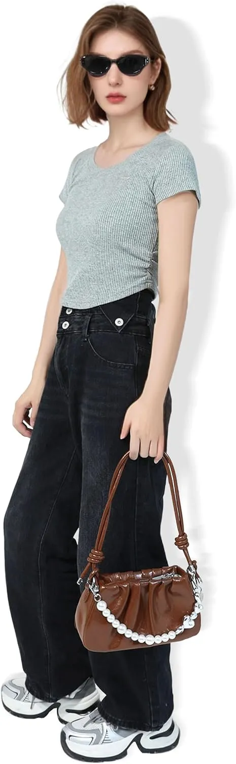 Clutch Purse for Women - Evening Small Shoulder Bag Anti Theft Removable Chain Adjustable Strap PU Handbag