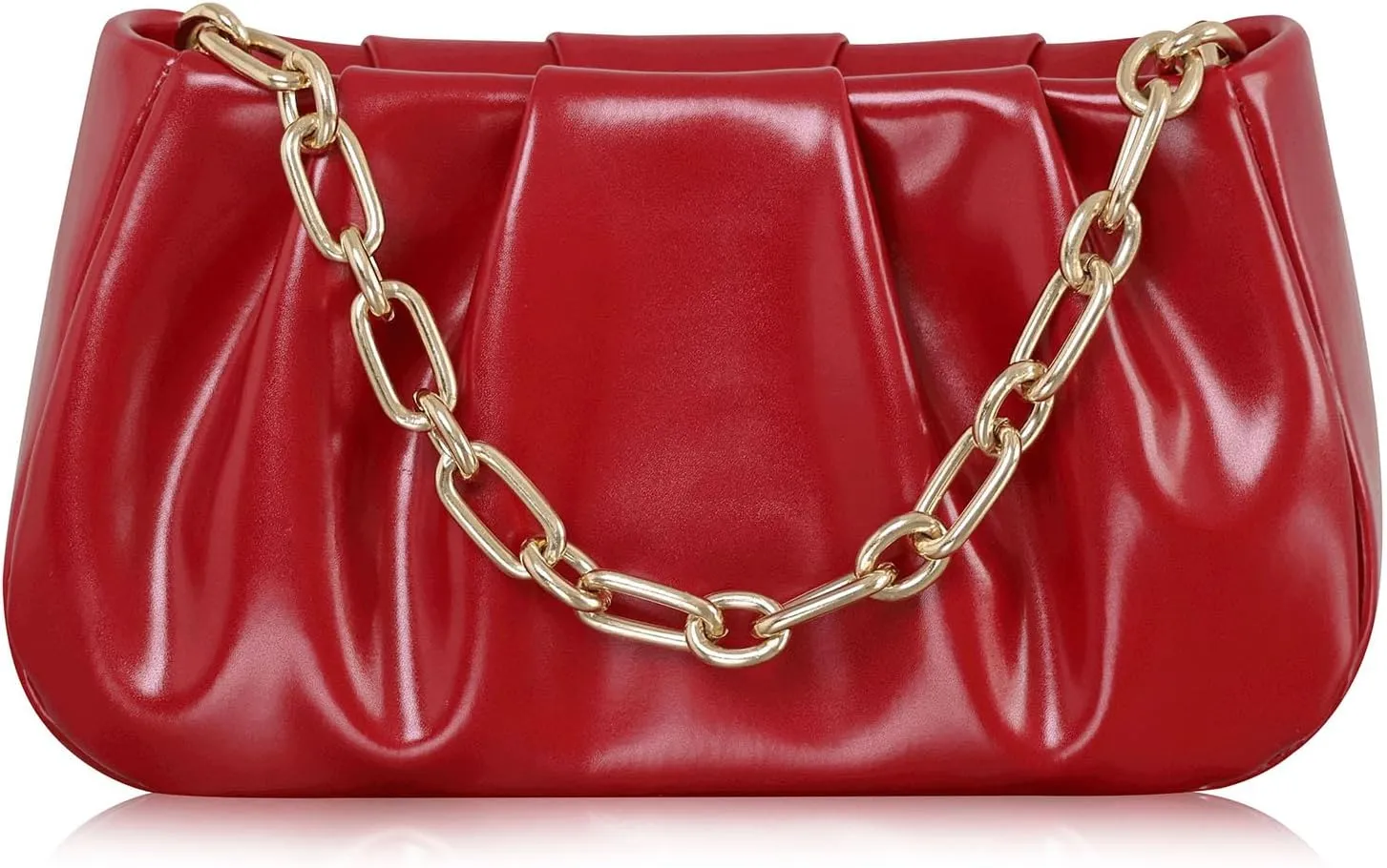 Clutch Purse for Women - Evening Small Shoulder Bag Anti Theft Removable Chain Adjustable Strap PU Handbag