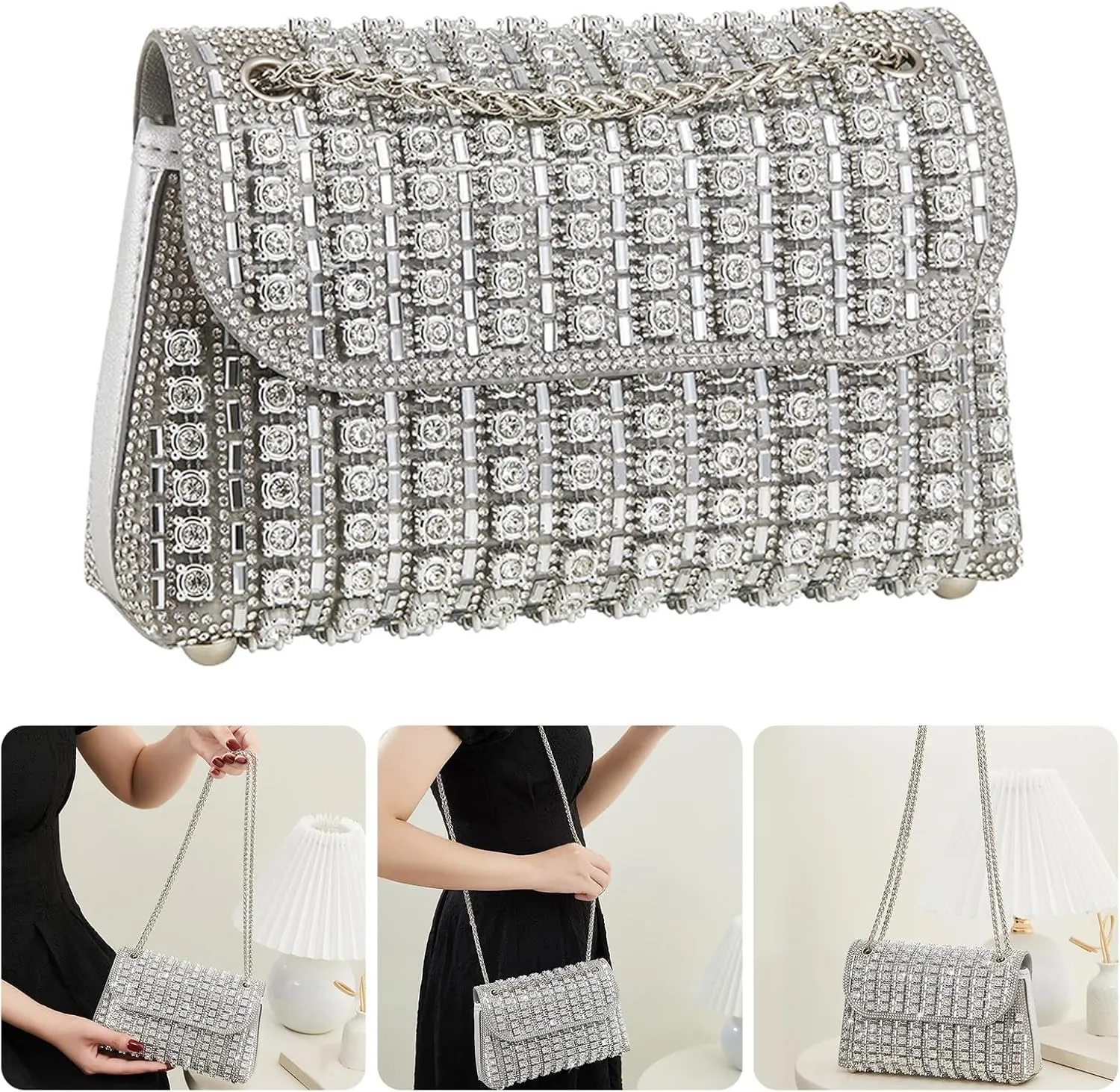 Clutches Purse Sparkling Evening Handbag for Women,Chain Crossbody Shoulder Bags