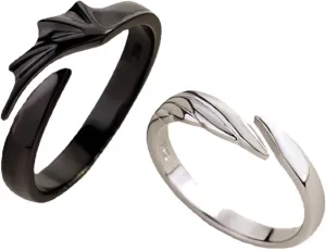 Couple Matching Rings for Man Woman Adjustable Ring Set Angel Devil Dragon Open Rings Promise Rings for Boyfriend