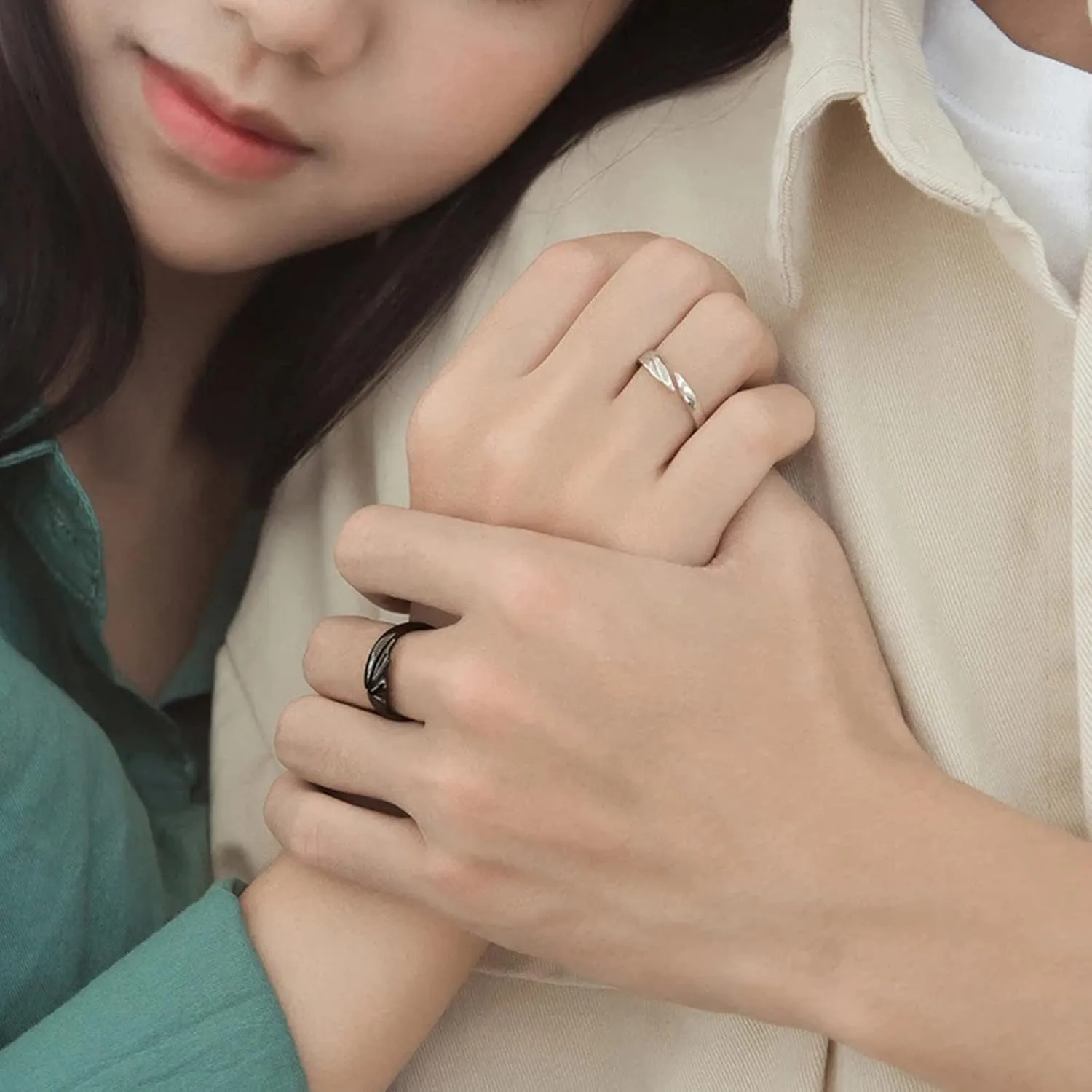 Couple Matching Rings for Man Woman Adjustable Ring Set Angel Devil Dragon Open Rings Promise Rings for Boyfriend