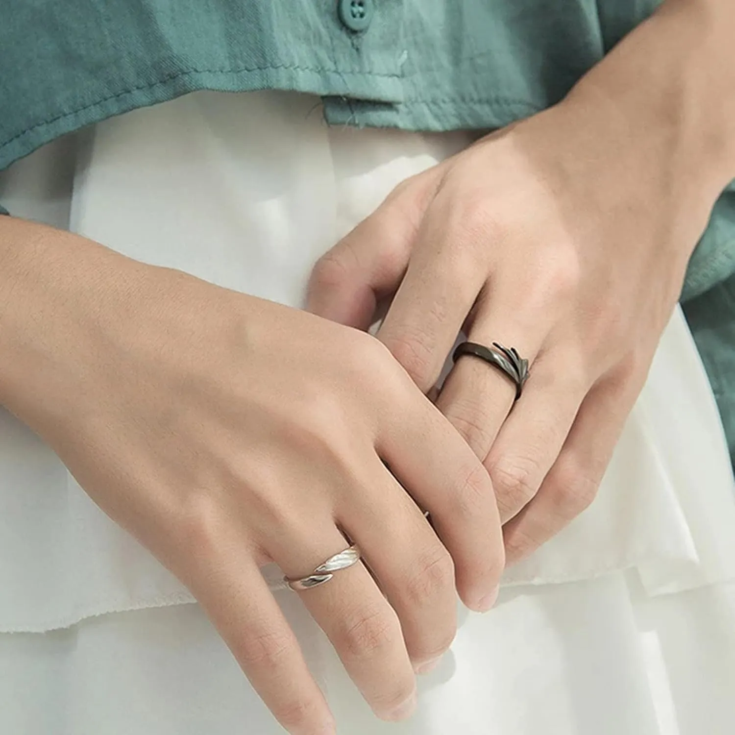 Couple Matching Rings for Man Woman Adjustable Ring Set Angel Devil Dragon Open Rings Promise Rings for Boyfriend