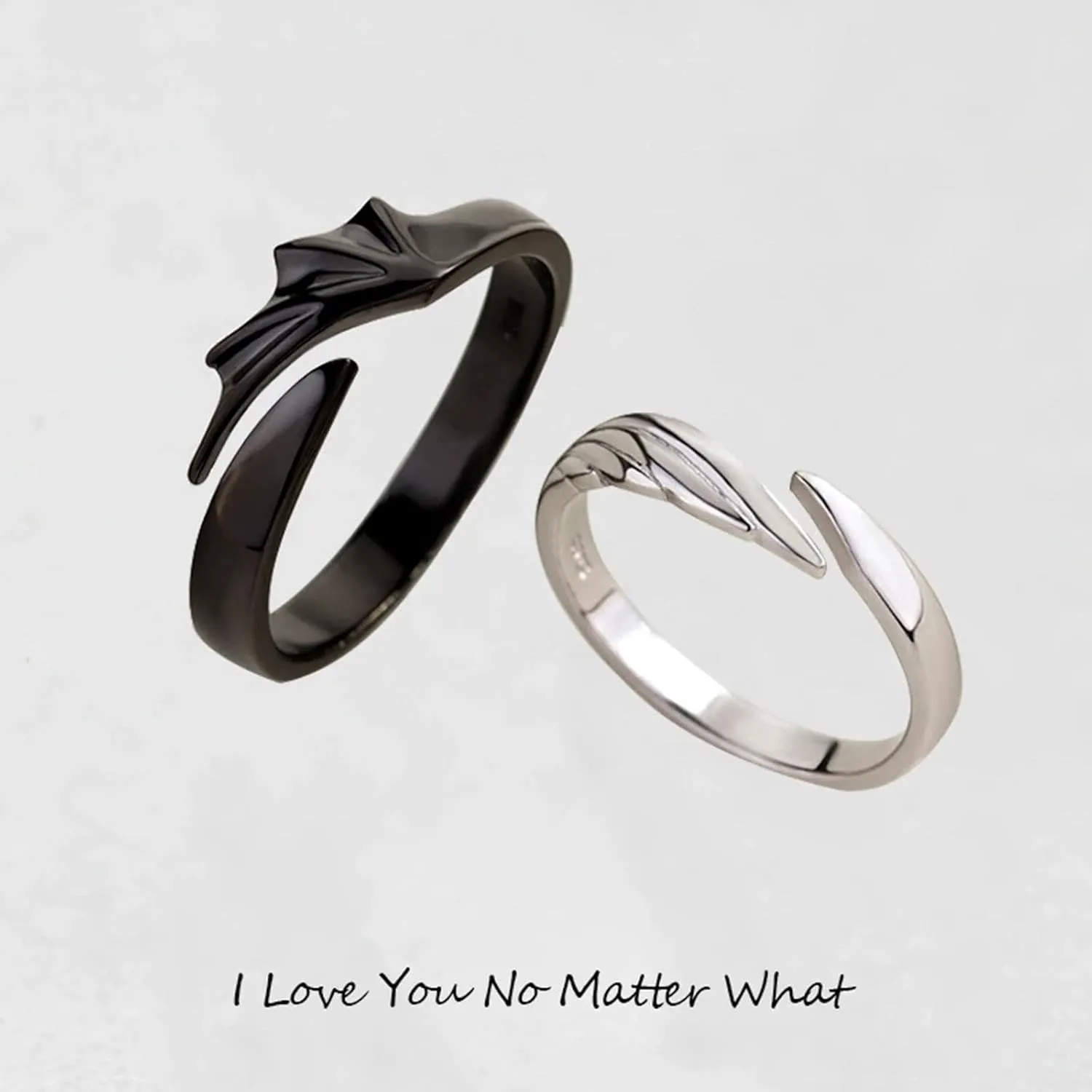 Couple Matching Rings for Man Woman Adjustable Ring Set Angel Devil Dragon Open Rings Promise Rings for Boyfriend