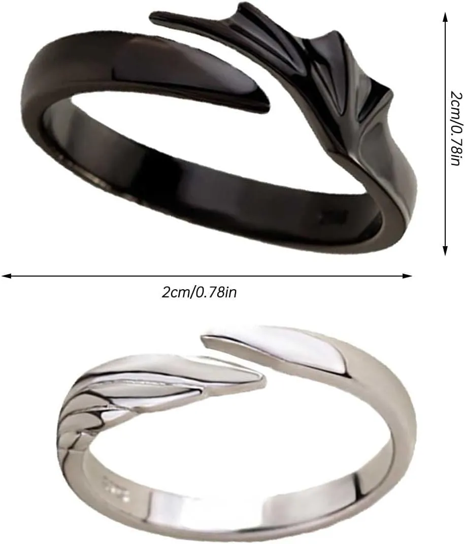 Couple Matching Rings for Man Woman Adjustable Ring Set Angel Devil Dragon Open Rings Promise Rings for Boyfriend