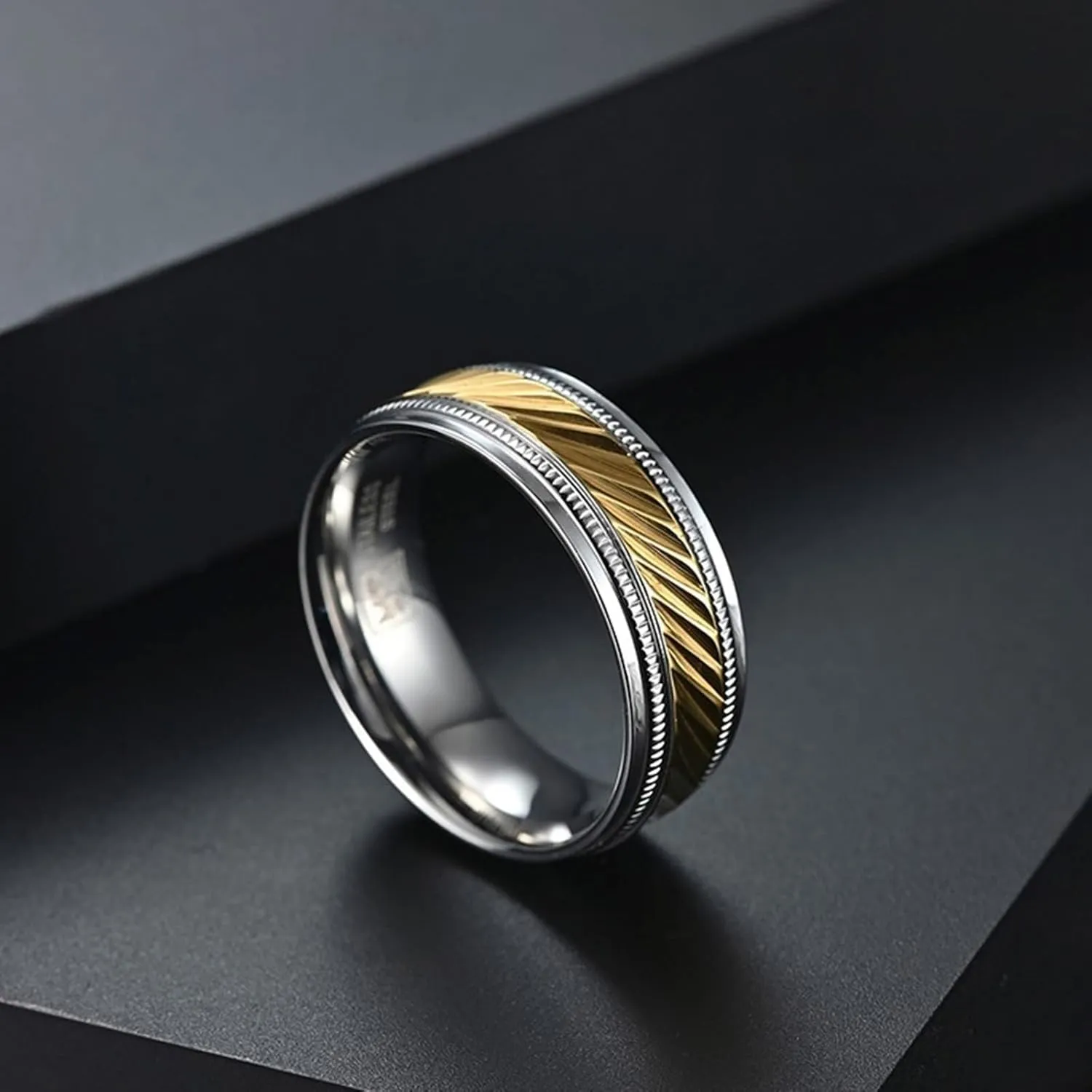 Couples Rings for Him and Her Set Promise Rings, Wedding Rings for Couples Set Stainless Steel Comfort Fit Silver Gold Ring 7.5mm