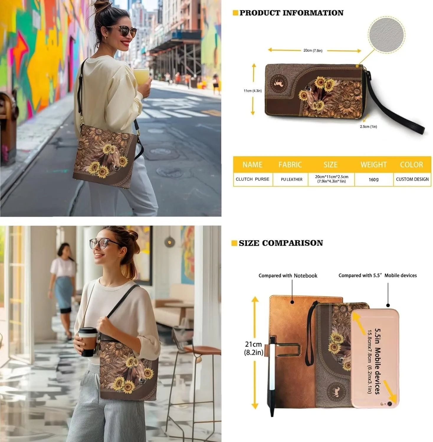 Crossbody Hobo Bag with Wallet Set for Women, 2 Pcs Bucket Purse Set Large Bucket Handbag with Adjustable Strap