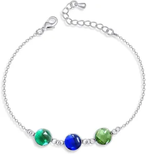 Custom 12 Months Birthstone Anklet for Women, Infinity Link Bracelet Anklet Charm Bangle Personalized Jewelry Gifts for Mom, Sisters
