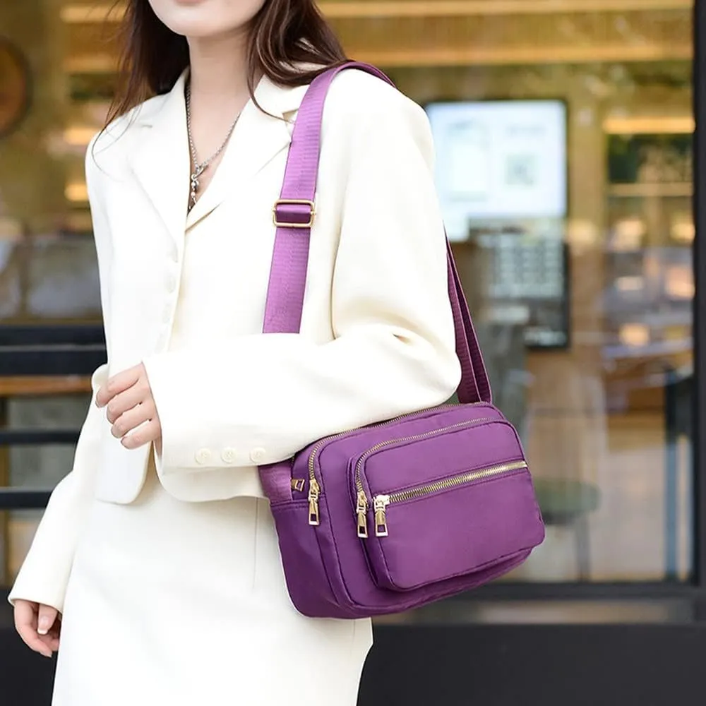 DIHKLCIO Nylon Crossbody Bags for Women Purses and Handbags Women's Casual Messenger Bag Waterproof Black Crossbody Purse