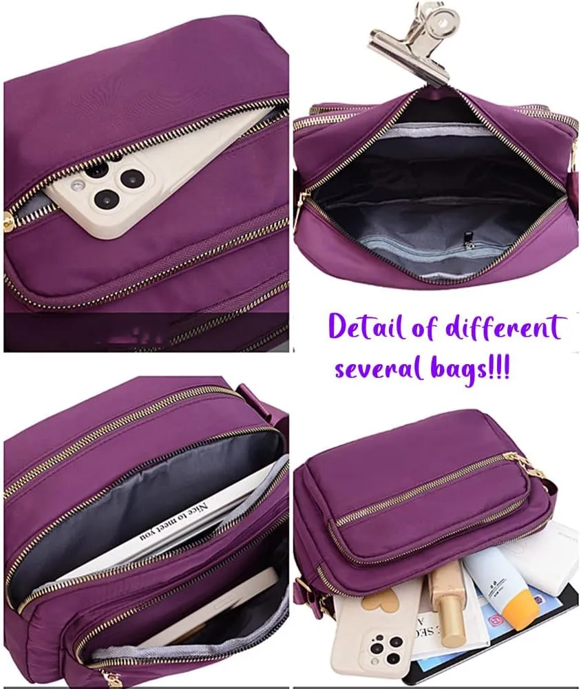 DIHKLCIO Nylon Crossbody Bags for Women Purses and Handbags Women's Casual Messenger Bag Waterproof Black Crossbody Purse