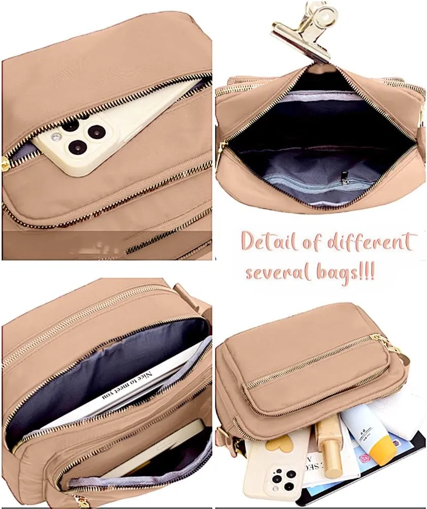 DIHKLCIO Nylon Crossbody Bags for Women Purses and Handbags Women's Casual Messenger Bag Waterproof Black Crossbody Purse
