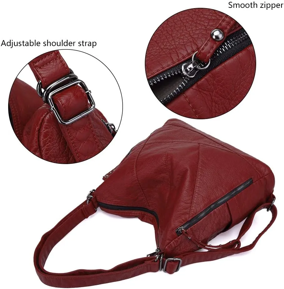 Divick Large Soft Washed Leather Purses and Handbags for Women Hobo Bags Convertible Backpack Purse Shoulder Crossbody Bag