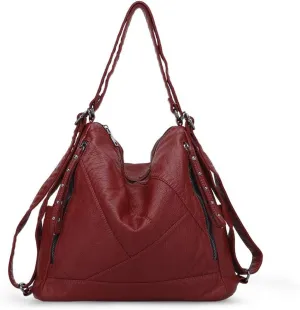 Divick Large Soft Washed Leather Purses and Handbags for Women Hobo Bags Convertible Backpack Purse Shoulder Crossbody Bag