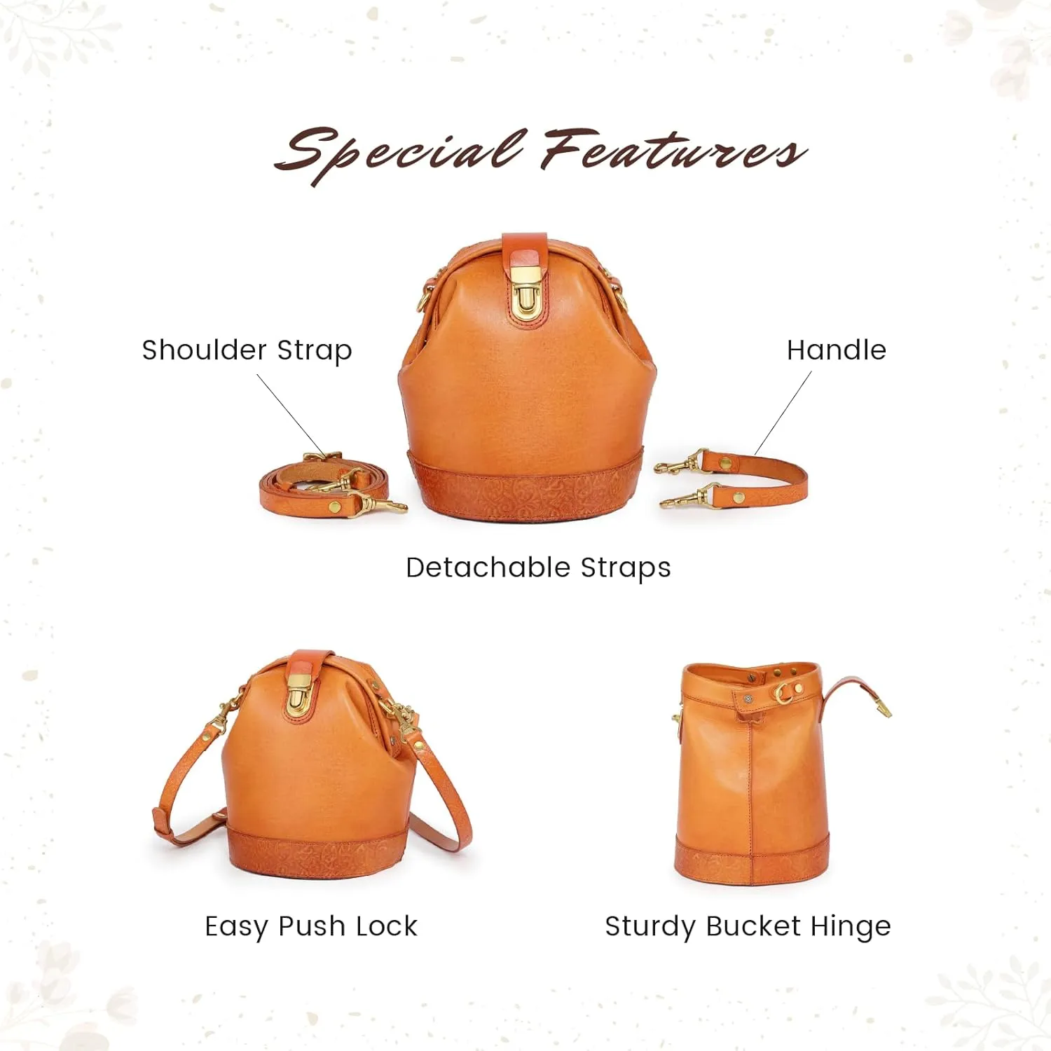 Doctor Bucket Crossbody Handbag | Luxurious and Versatile Bag for Women | Genuine Cowhide Leather