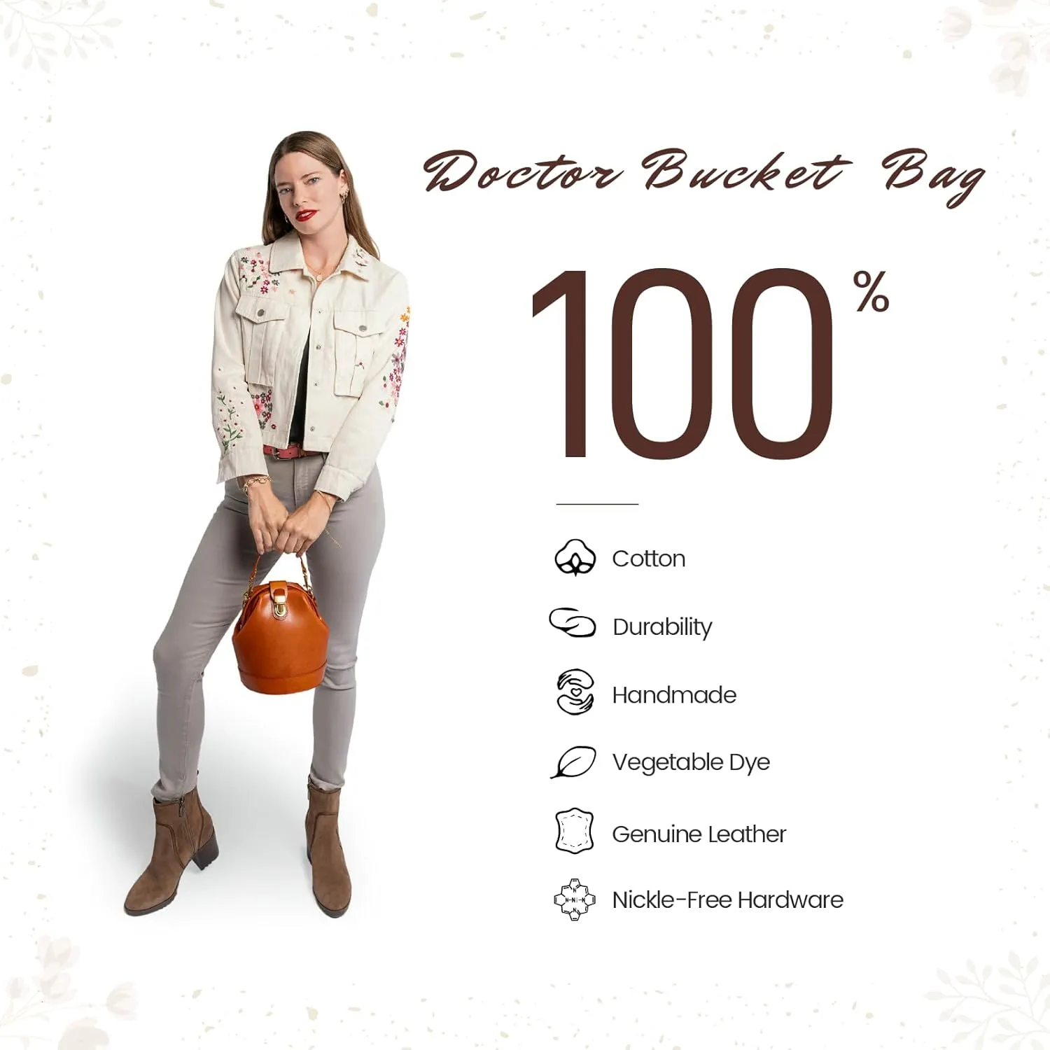 Doctor Bucket Crossbody Handbag | Luxurious and Versatile Bag for Women | Genuine Cowhide Leather