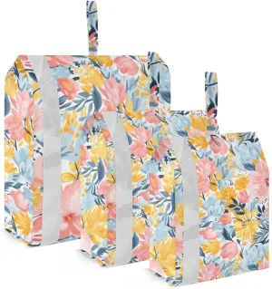 DOMIKING Cartoon Flowers Packing Cubes for Travel Luggage Organizer Hanging Packing Bag for Clothes Suitcases Set of 3