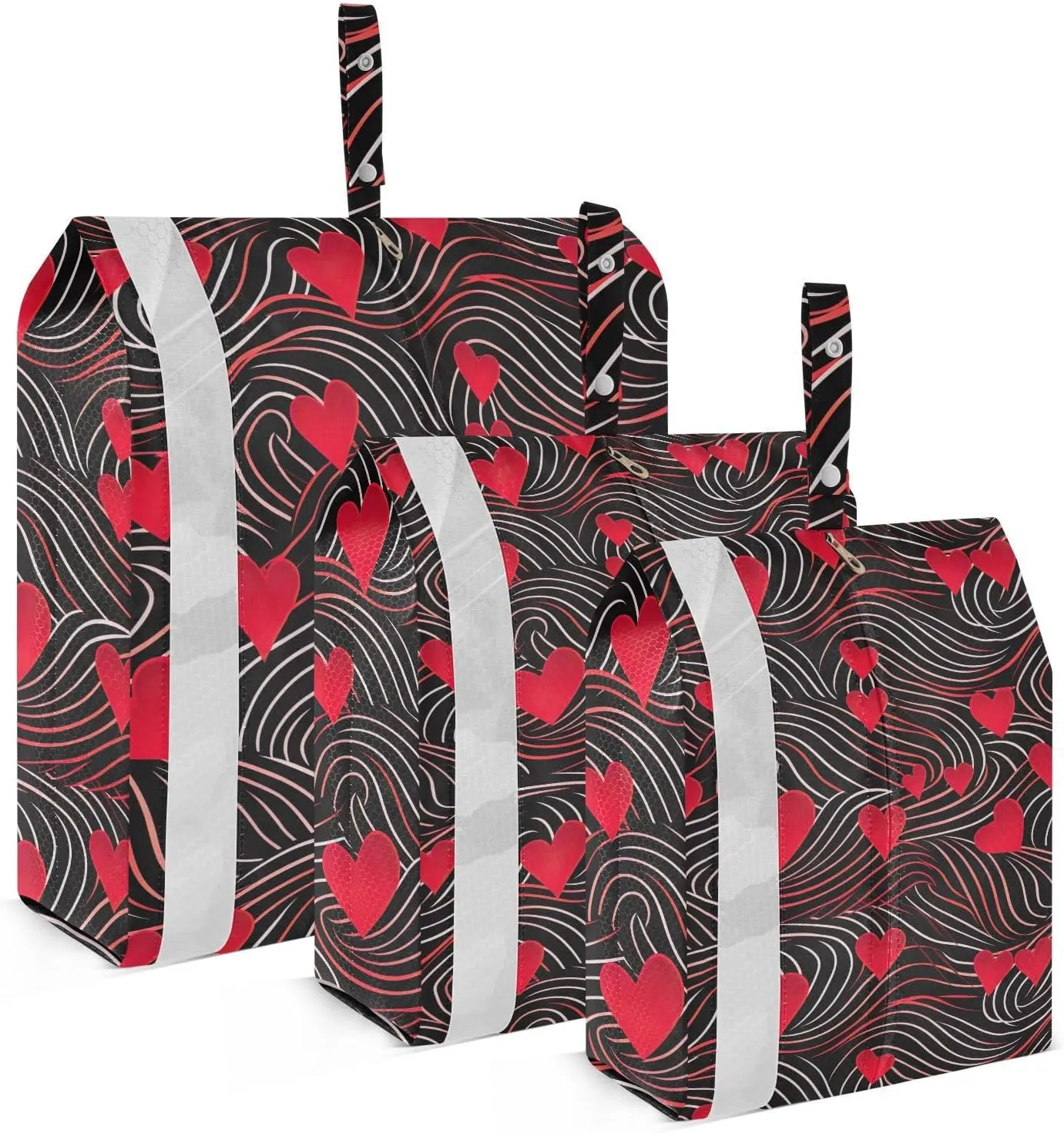 DOMIKING Heart Red Packing Cubes for Travel Luggage Organizer Hanging Packing Bag for Carry On Suitcases Clothes Set of 3