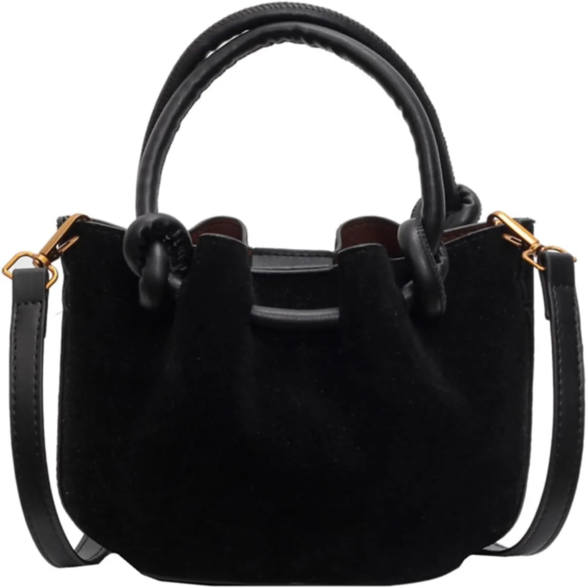 Drawstring Bucket Bag for Women PU Leather Tote Handbag Waterproof Shoulder Bag Crossbody Bag Fashion Top-handle Bag