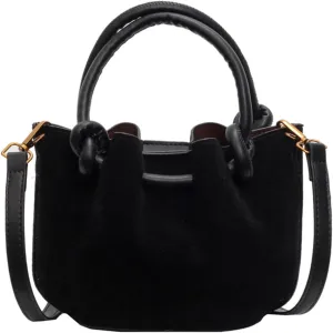 Drawstring Bucket Bag for Women PU Leather Tote Handbag Waterproof Shoulder Bag Crossbody Bag Fashion Top-handle Bag