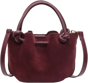 Drawstring Bucket Bag for Women PU Leather Tote Handbag Waterproof Shoulder Bag Crossbody Bag Fashion Top-handle Bag