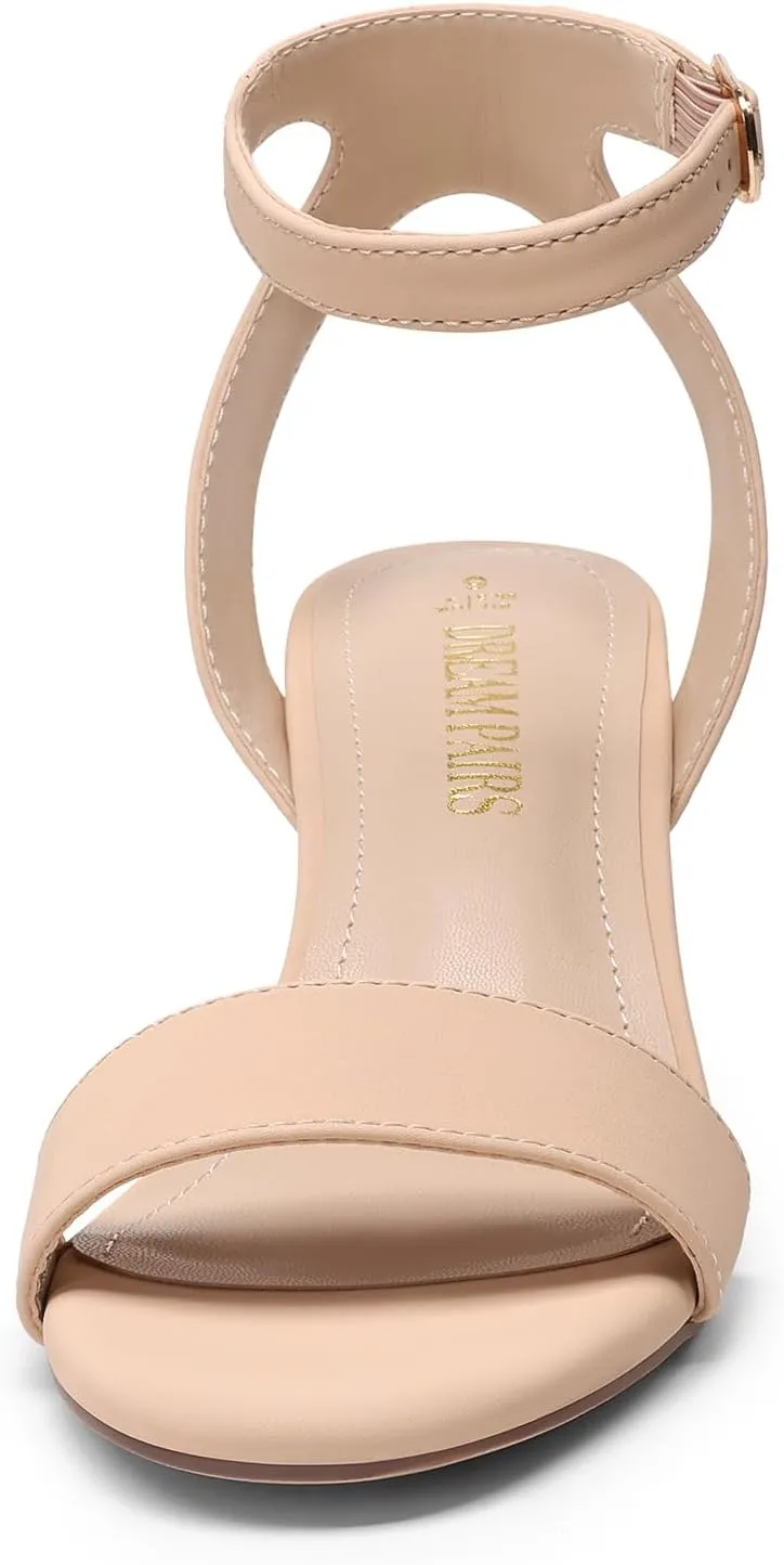 DREAM PAIRS Women's Open Toe Ankle Strap Low Block Chunky Heels Sandals Party Dress Pumps Shoes