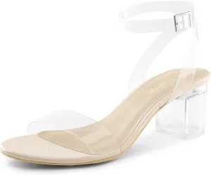 DREAM PAIRS Women's Open Toe Ankle Strap Low Block Chunky Heels Sandals Party Dress Pumps Shoes