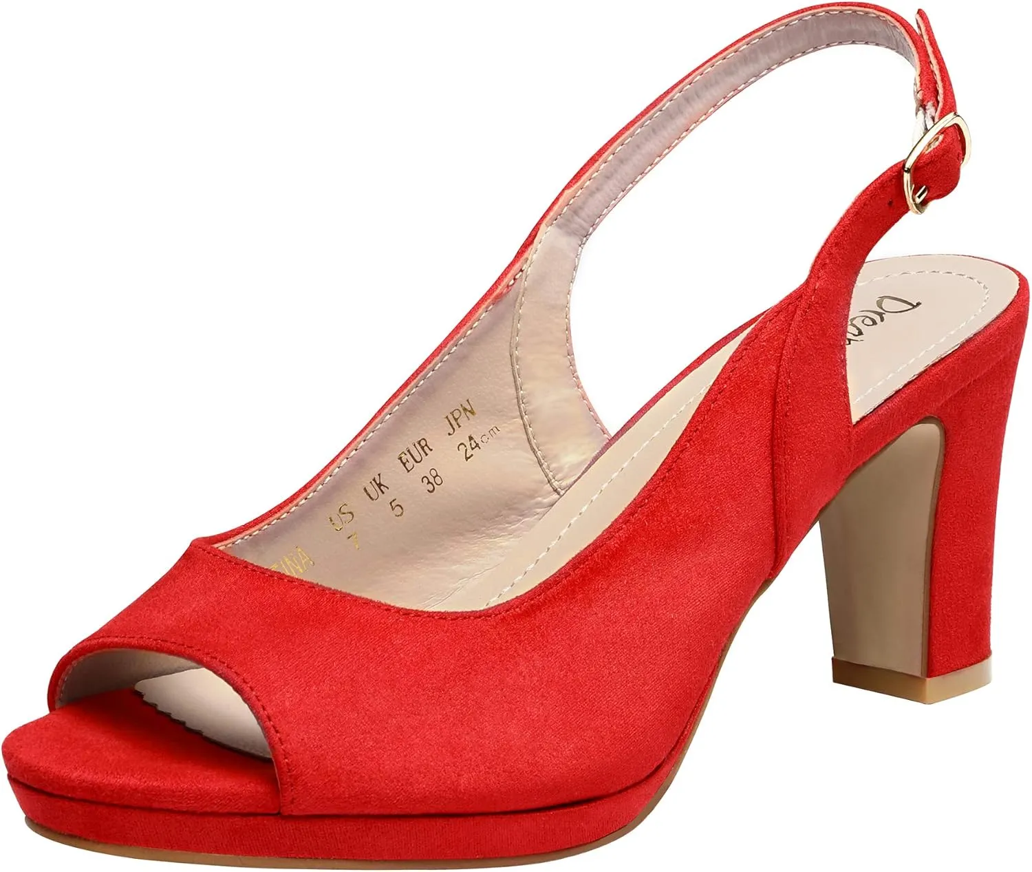DREAM PAIRS Womens Sexy High Chunky Heels Peep Toe Platform Block Slingback Dress Pumps Shoes