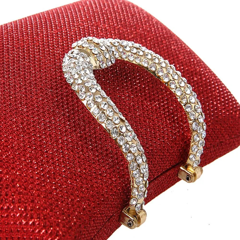 ELEOPTION Women's Bling Glitter Purse Clutch Bag Hard Case With Full Rhinestones For Cocktail Party Wedding