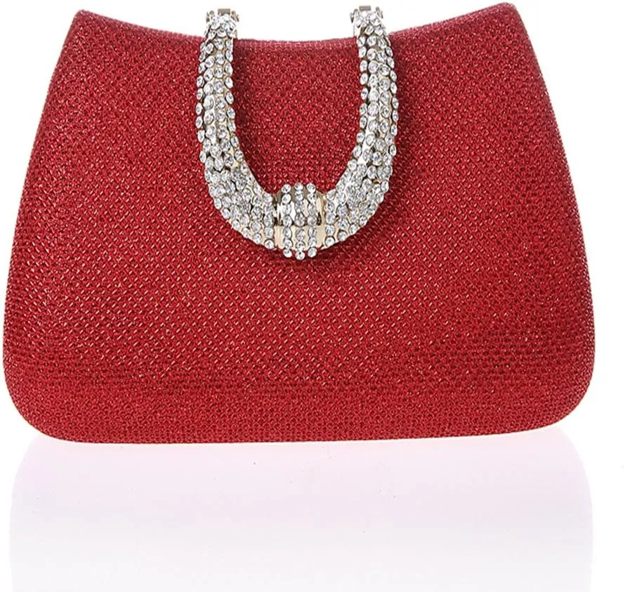 ELEOPTION Women's Bling Glitter Purse Clutch Bag Hard Case With Full Rhinestones For Cocktail Party Wedding