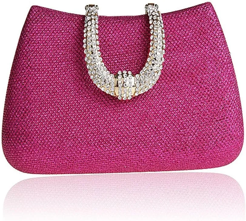 ELEOPTION Women's Bling Glitter Purse Clutch Bag Hard Case With Full Rhinestones For Cocktail Party Wedding