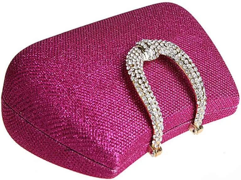 ELEOPTION Women's Bling Glitter Purse Clutch Bag Hard Case With Full Rhinestones For Cocktail Party Wedding