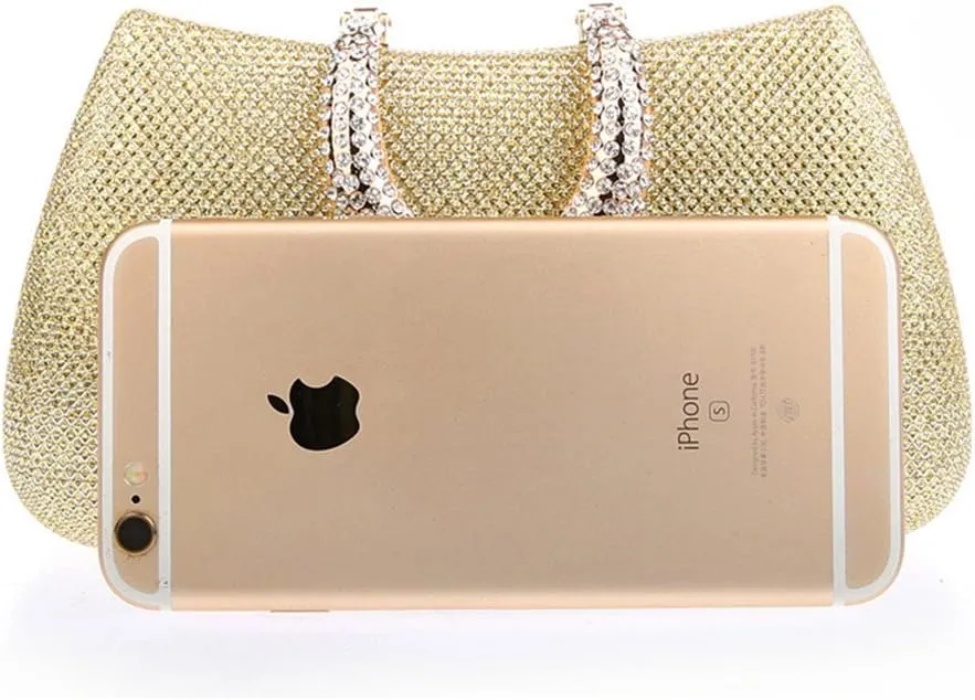 ELEOPTION Women's Bling Glitter Purse Clutch Bag Hard Case With Full Rhinestones For Cocktail Party Wedding