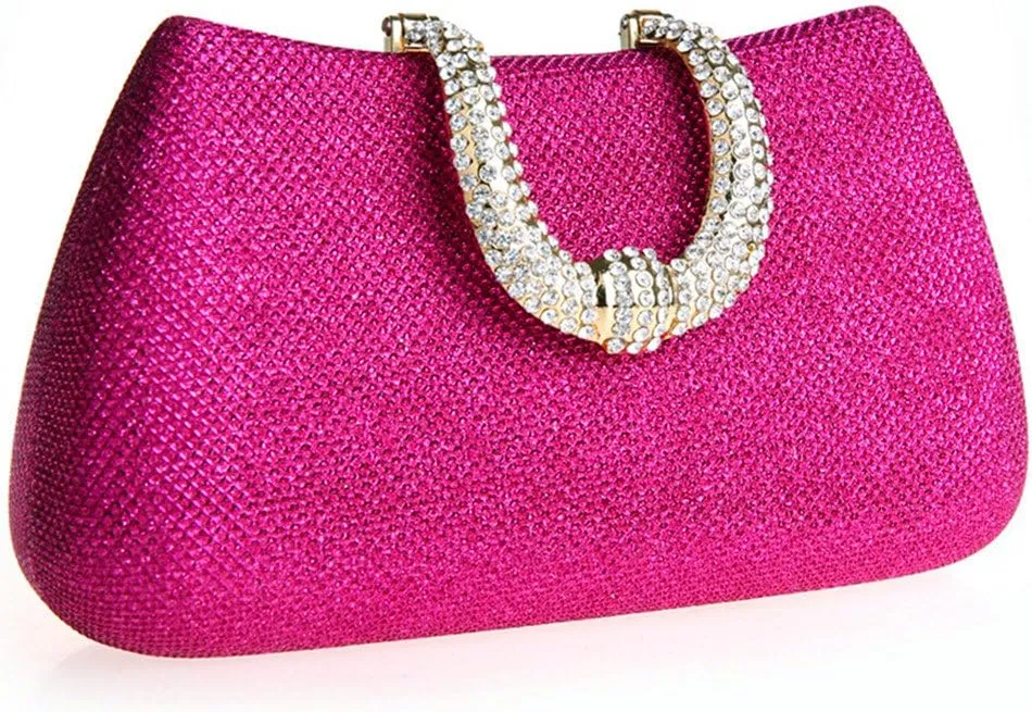 ELEOPTION Women's Bling Glitter Purse Clutch Bag Hard Case With Full Rhinestones For Cocktail Party Wedding