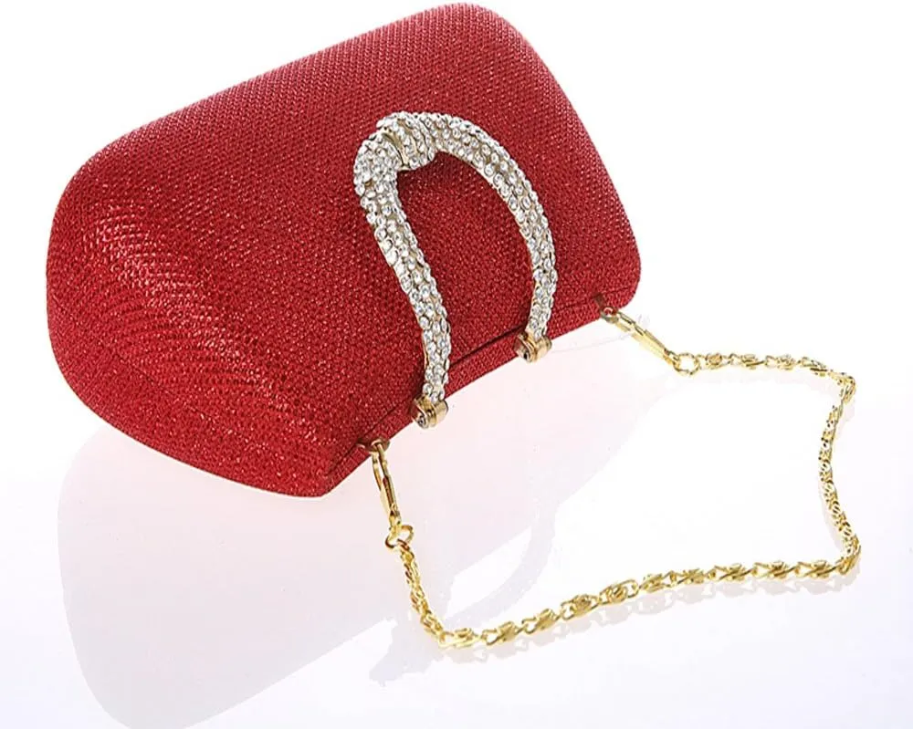 ELEOPTION Women's Bling Glitter Purse Clutch Bag Hard Case With Full Rhinestones For Cocktail Party Wedding