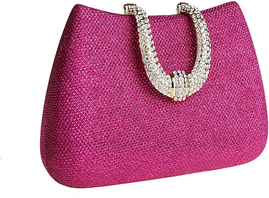 ELEOPTION Women's Bling Glitter Purse Clutch Bag Hard Case With Full Rhinestones For Cocktail Party Wedding