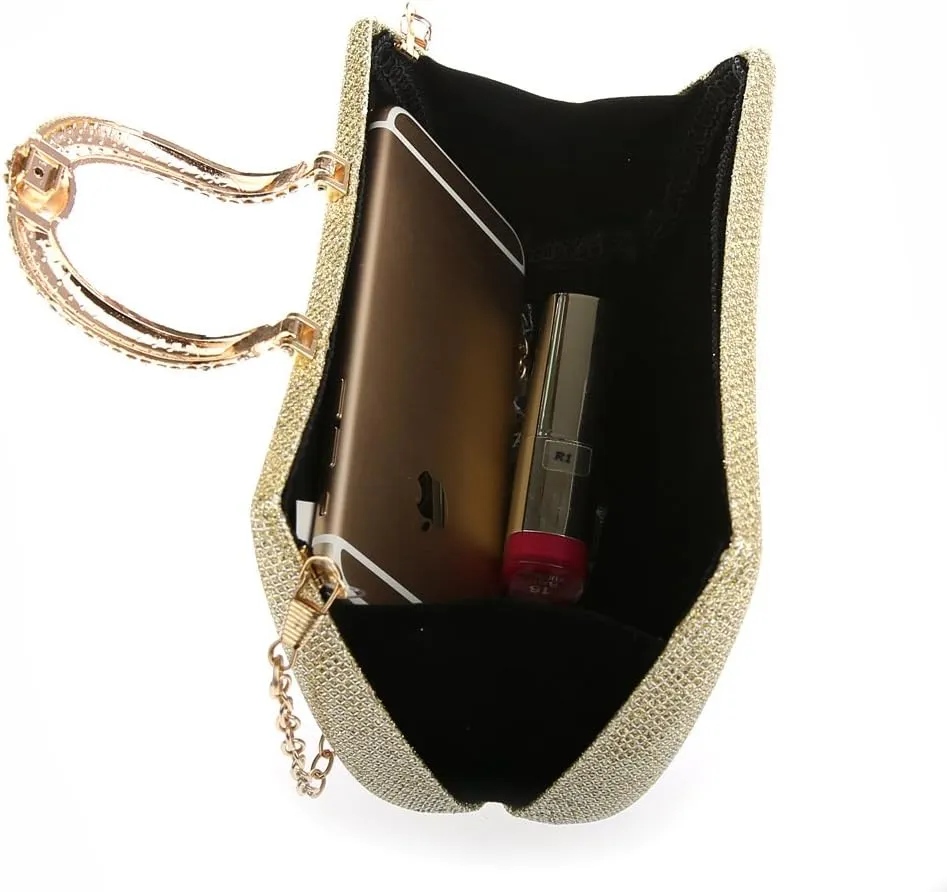 ELEOPTION Women's Bling Glitter Purse Clutch Bag Hard Case With Full Rhinestones For Cocktail Party Wedding