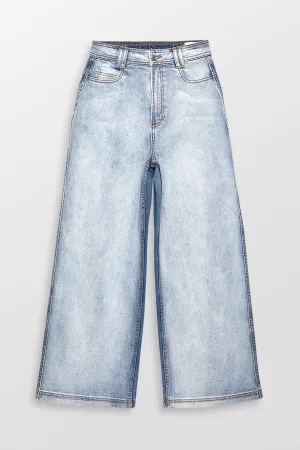 Embrace Wide Leg Two Tone Denim Pants