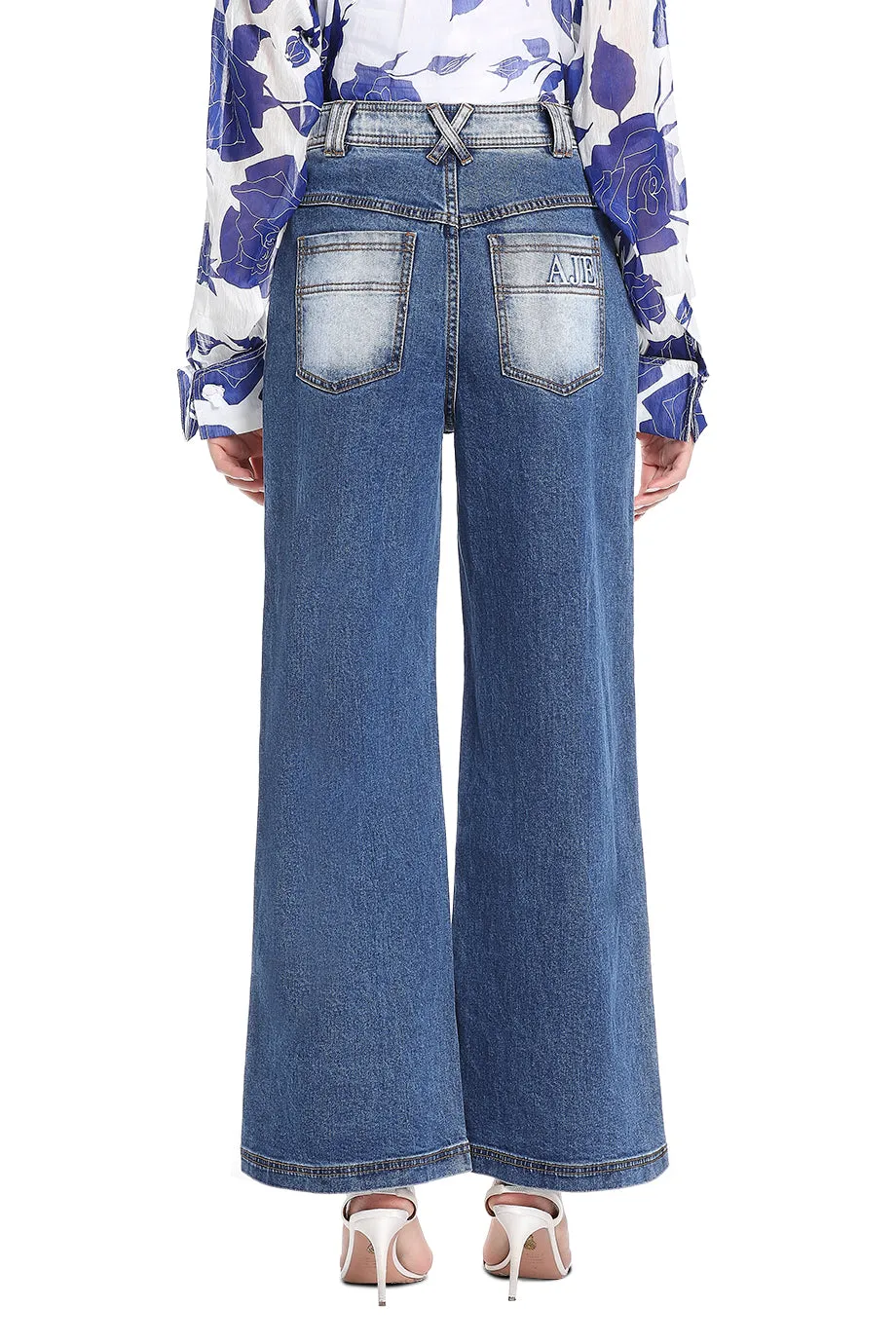 Embrace Wide Leg Two Tone Denim Pants