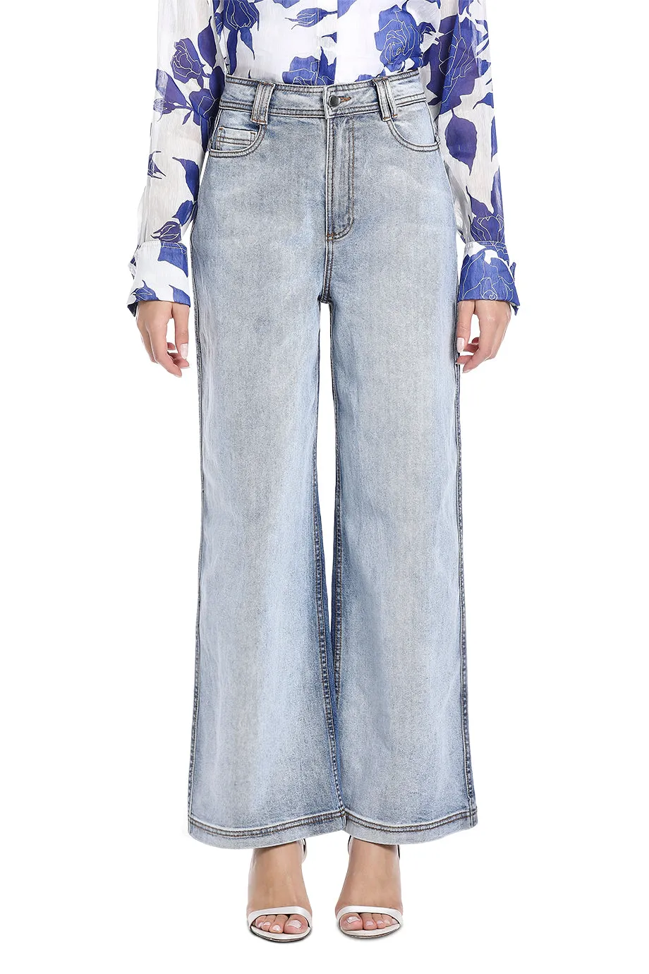 Embrace Wide Leg Two Tone Denim Pants