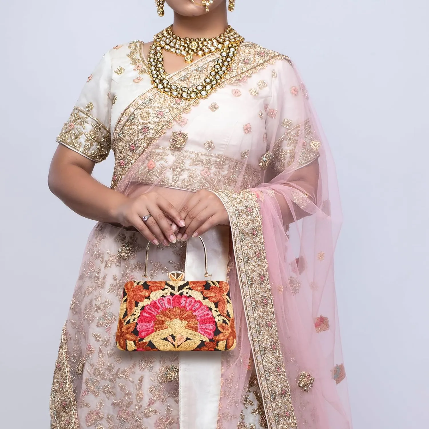 Embroidery Wedding/Party Bridal Type Sling/Clutch Bag