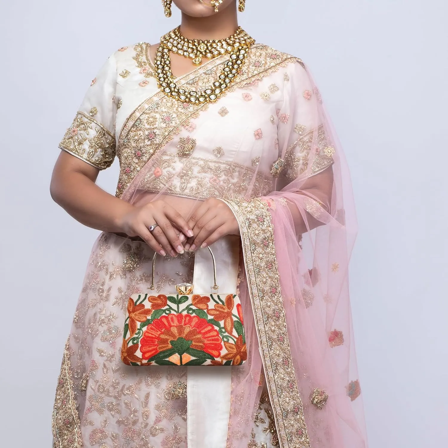 Embroidery Wedding/Party Bridal Type Sling/Clutch Bag